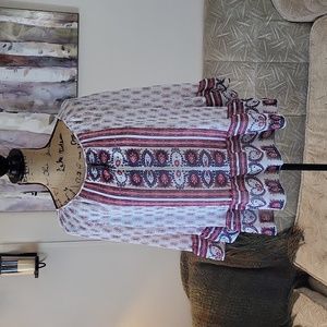 St. John's Bay Boho Paisley Ruffle Poet Sleeve Blouse